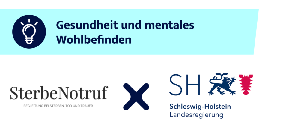 Logos vom SterbeNotruf Deutschland und der Landesregierung Schleswig Holstein